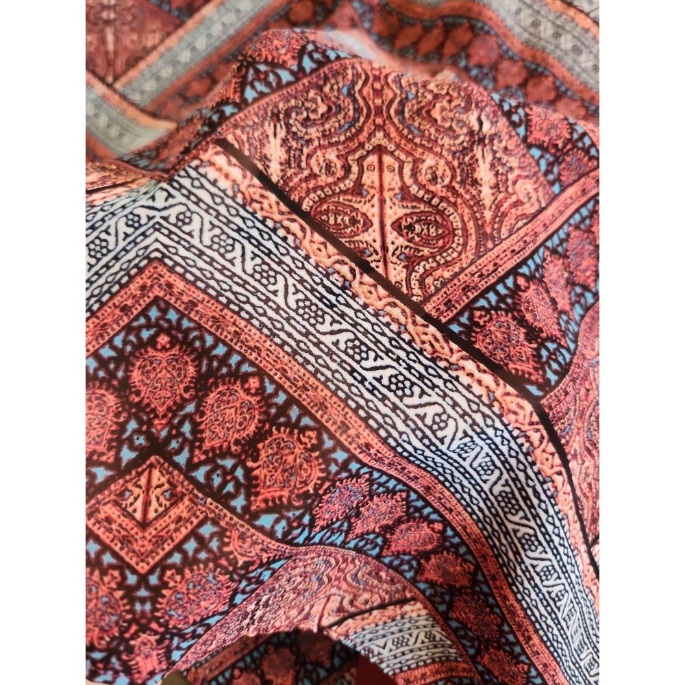 Plus Size Boho Chic Patterned Poncho Top 22/24W Burgundy Geometric Flowy Free - Picture 11 of 16